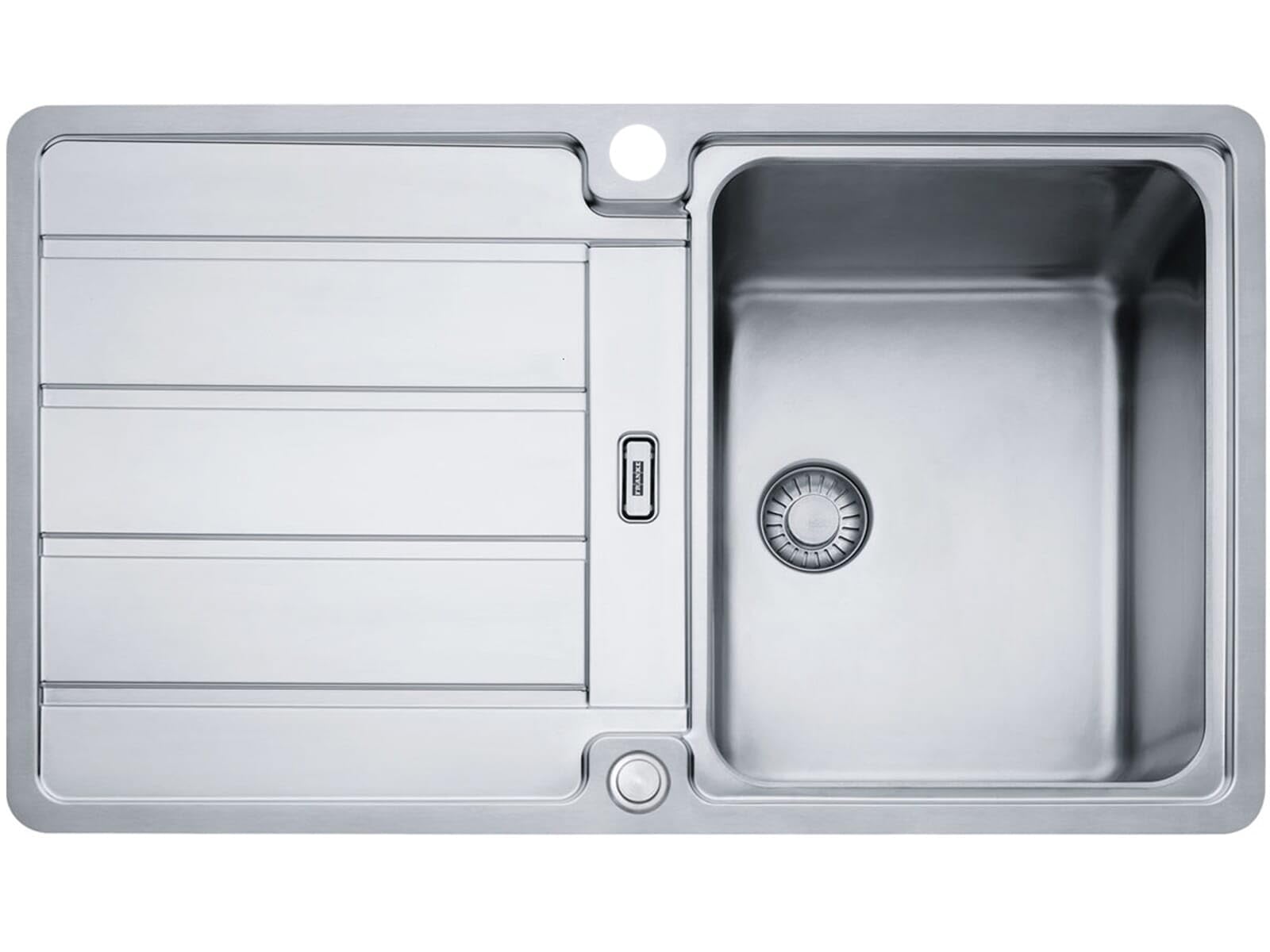 HDX 254 965 x 510 mm Spoelbak, omkeerbaar, geborsteld roestvrij staal, 3 1/2 inch integraal, met drukknopventiel