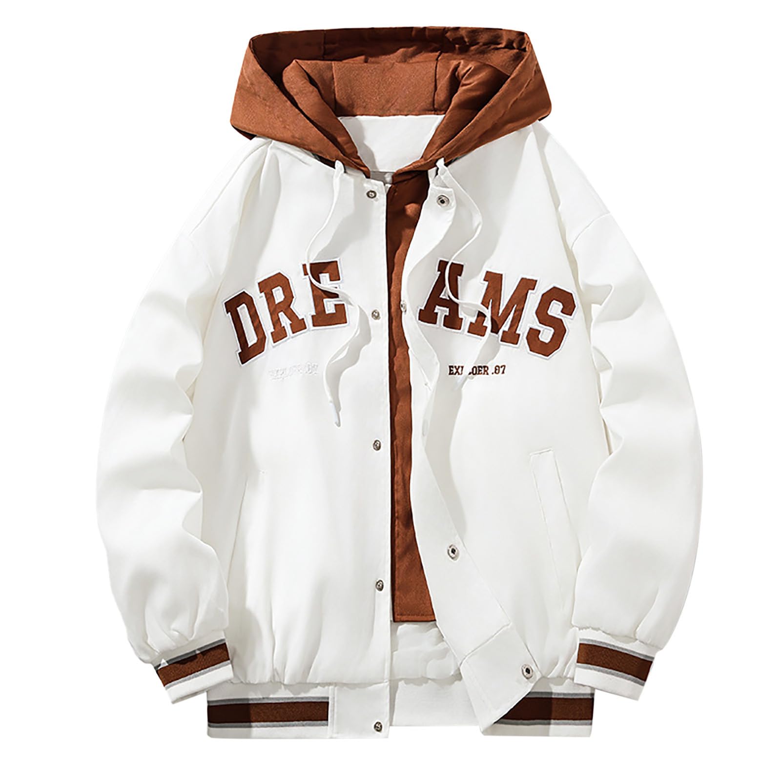 Generico Cappotto Elegante Uomo - Giacca con Cappuccio Casual da Uomo Primaverile E Autunnale Abbigliamento da Baseball di Tendenza da Strada Giacca con Parte Superiore Ricamata