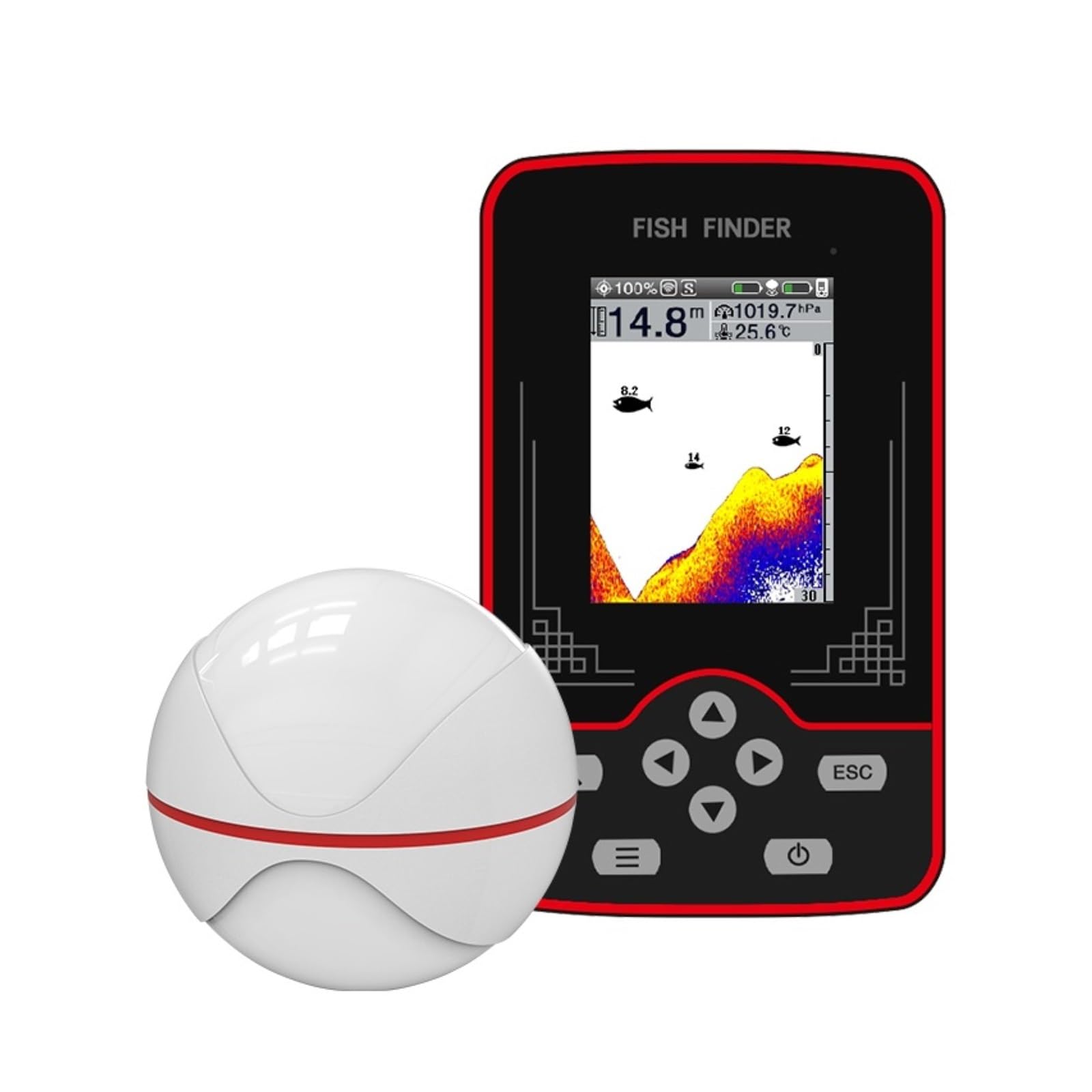 Ecoscandaglio wireless F13, ecoscandaglio ricaricabile con portata di 100 m,Alta definizione