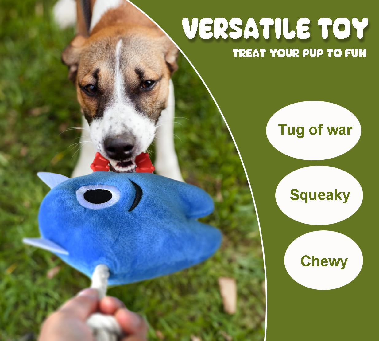 Onmygogo Large Dog Squeaky Chew Toy, Stuffed Plush Durable Tug of War Rope for Small Medium, Large Breed Monster Toys (Purple) - Image 4