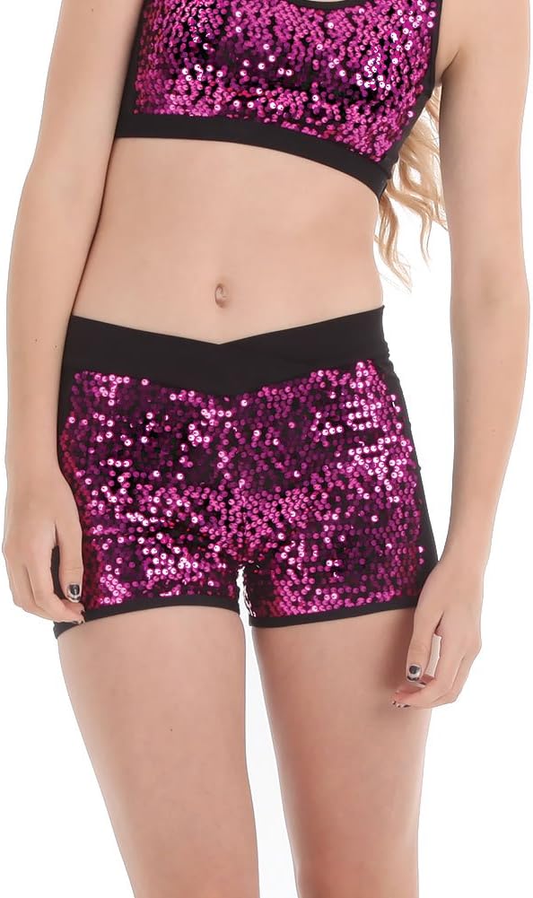Gia Mia Dance Women's Sequin Blockshort Yoga Jazz Hip Hop Costume Performance Team