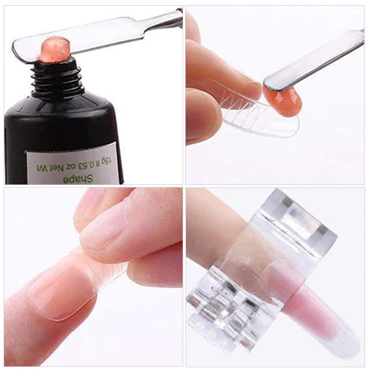 3 Set Manicure Per L'allungamento Delle Unghie Strumento Per Nail Art Per Manicure Kit Per French Manicure in Gel Per Unghie in Acrilico Bianca Estensore Chiodo Plastica
