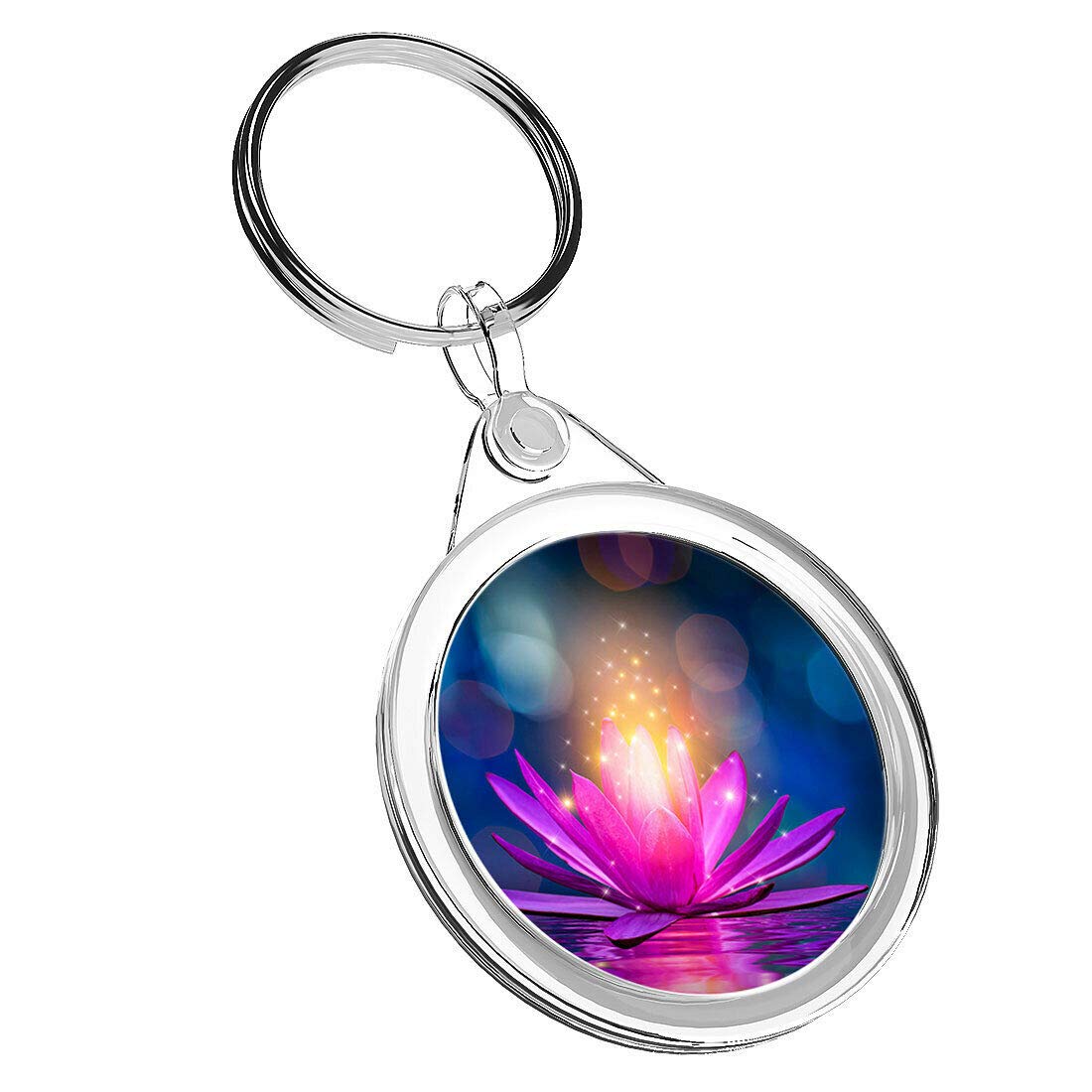 1 x Magic Lotus Flower Lily Pink - Keyring IR02 Mum Dad Kids Birthday #2066