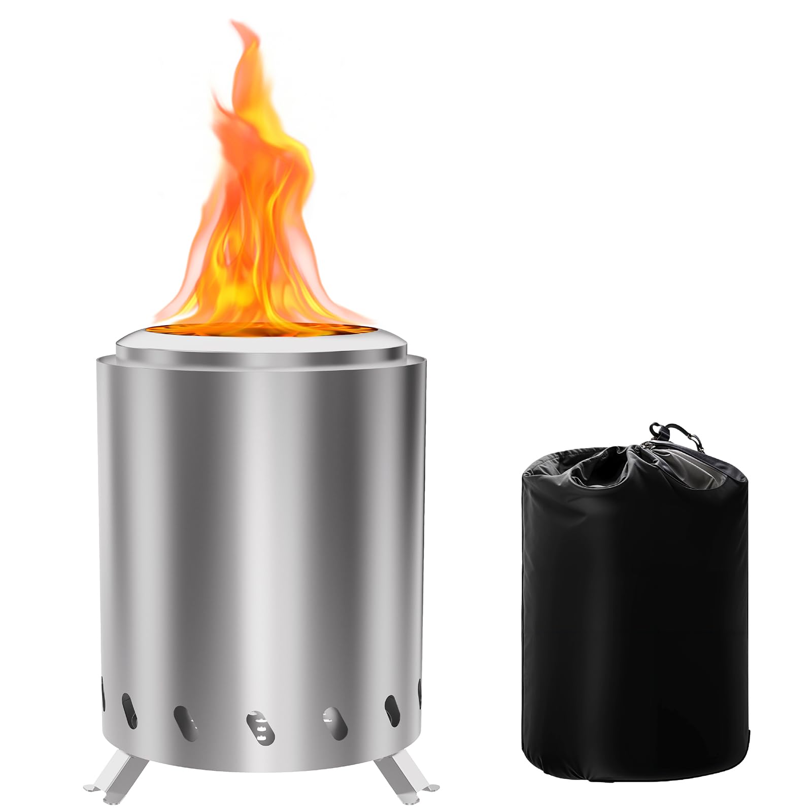 Outlux 6-Inch Portable Smokeless Tabletop Fire Pit with Stand & Removable Ash Pan | Stainless Steel Mini Outdoor Bonfire | Wood or Pellet Fueled – Compact Heater for Camping & Patio