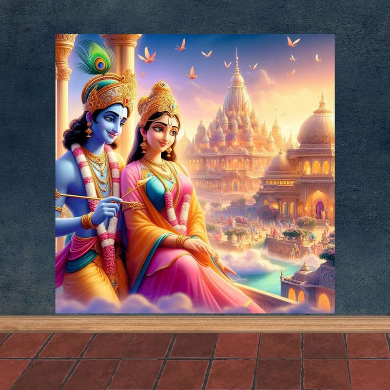Image of British Terminal Cute little Bal Gopal Baby God Krishna| Kanha Ji | Laddu Lord Makhan Chor Painting Religious Poster for Pregnant Women for wall (matt thin vinyl,sticker,multicolor,unframed)| bj360