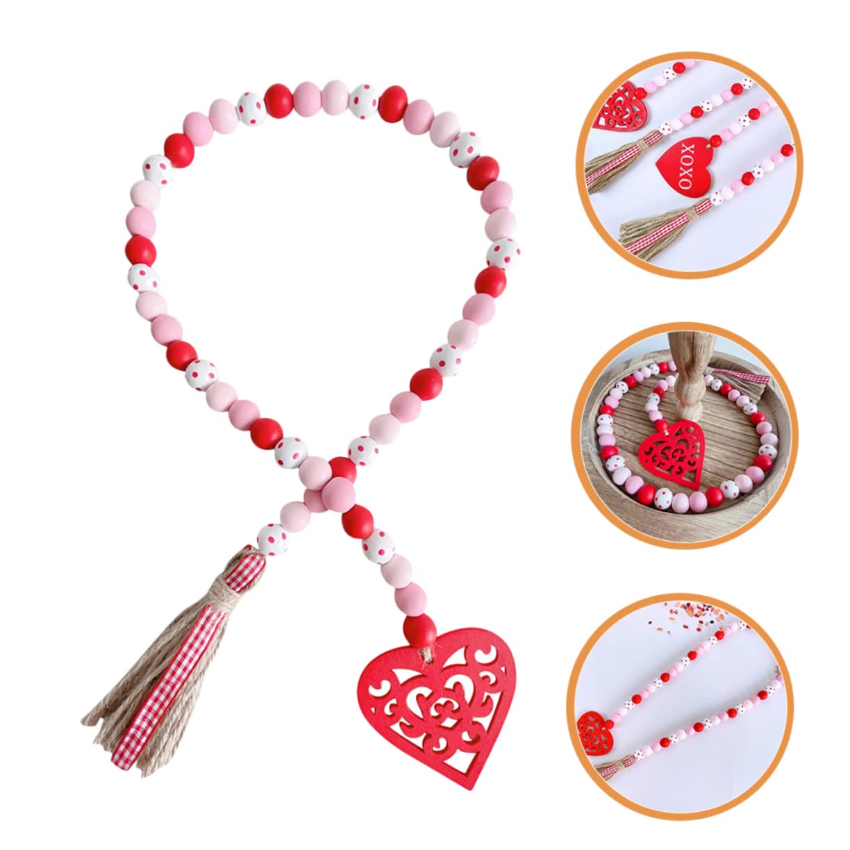 Alipis 5pièces Guirlande Bois à Perles avec Franges pour Décoration Saint-Valentin Accessoire Élégant pour Fêtes Et Événements Spéciaux