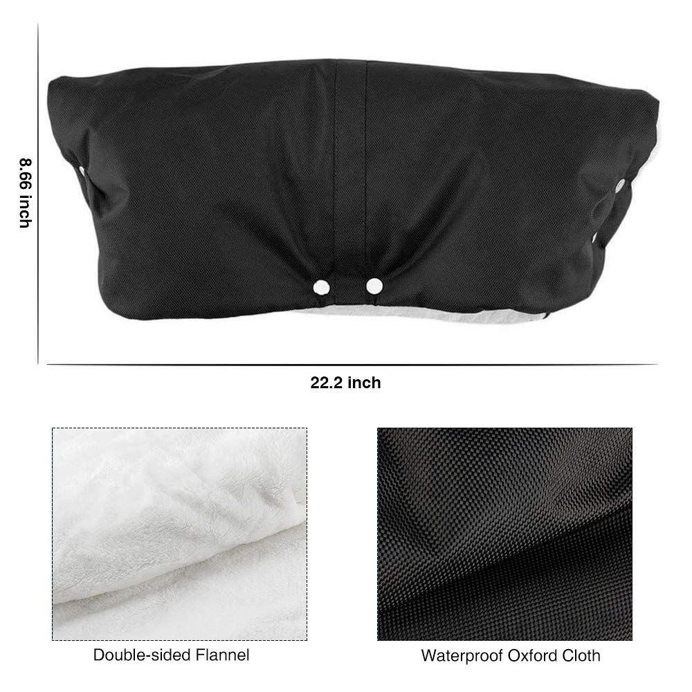 Handwärme Kinderwagen,Handschuhe Kinderwagen Handmuff Kinderwagen Handschuhe mit warme Fleece und Baumwolle Innenseite,Wasserfest atmungsaktiv und windfest, (Schwarz)