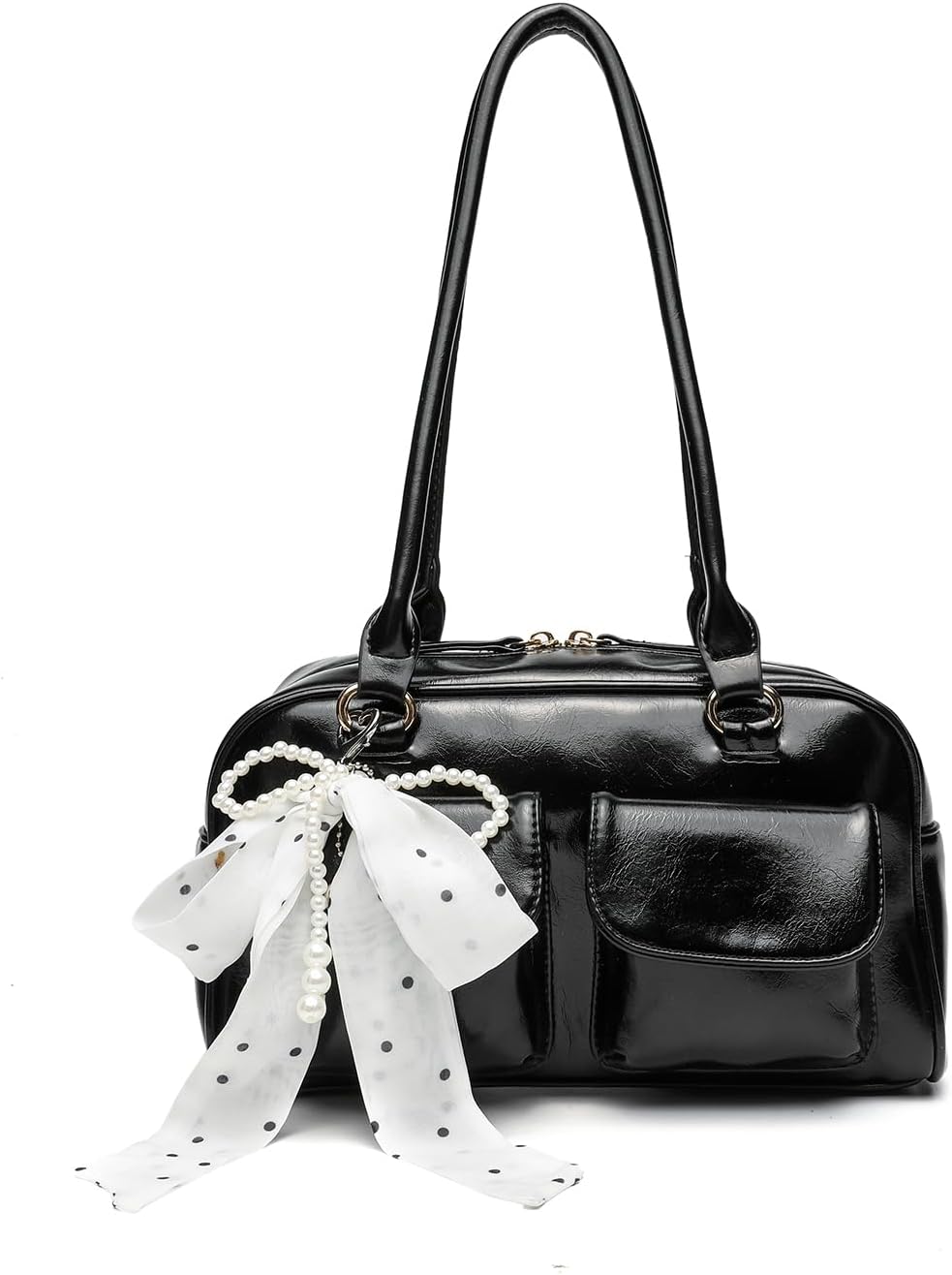 FTDENE Y2K Shoulder Purses for Women Trendy - PU Leather Retro Boston Handbag, Lightweight and Versatile for Work and Travel