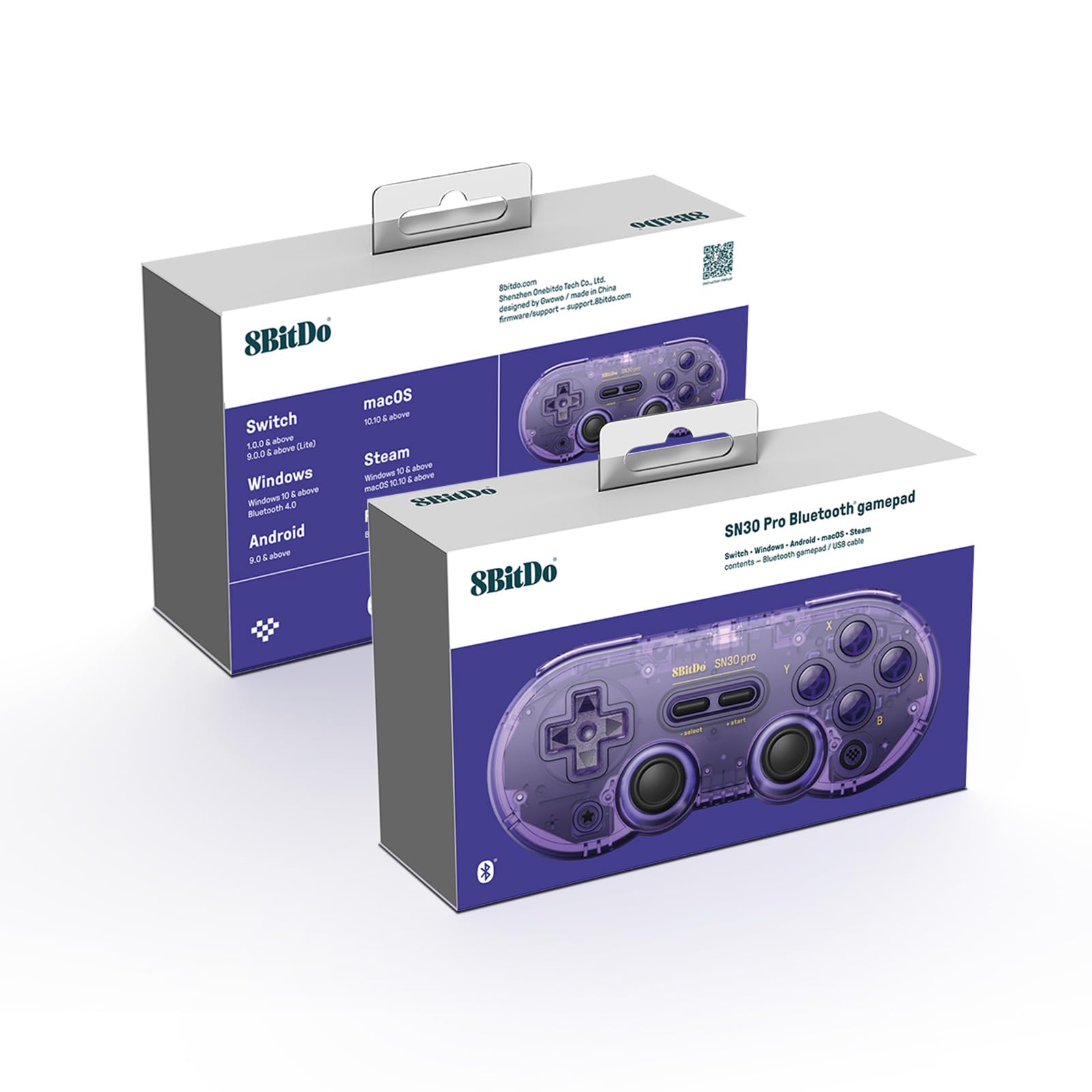 8Bitdo SN30 Pro Mando Bluetooth, Joystick con efecto Hall (Púrpura) | Compatible con Switch 2, Switch, Apple, Windows, Steam Deck, Android y Raspberry Pi