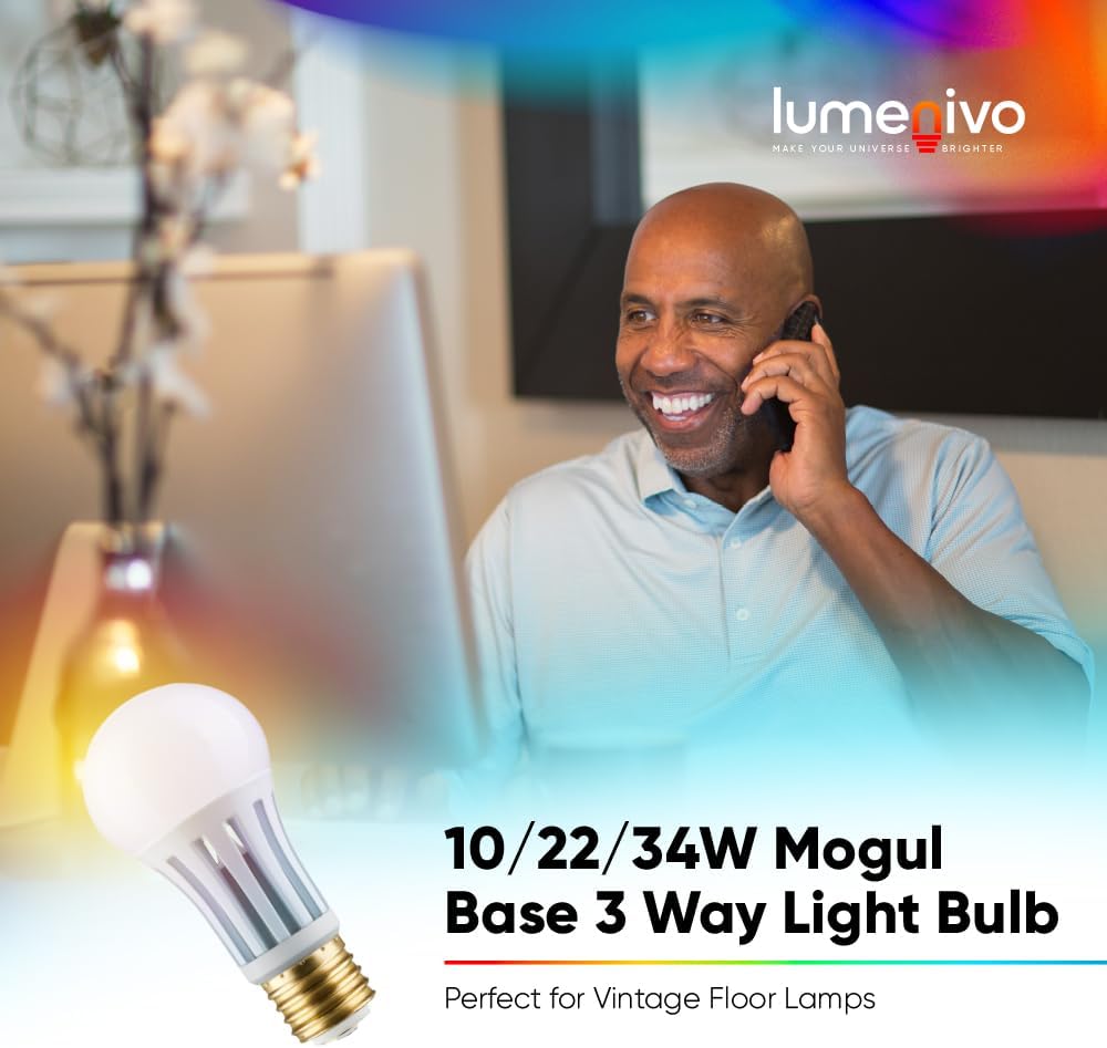 lumenivo Replacement for General Electric Lighting 41459 3WY 100/300 Mogul Base 3 Way Light Bulb Floor Lamp PS25 3 Way LED E39 Large Base Light Bulbs - Soft White - 120V - 4 Pack