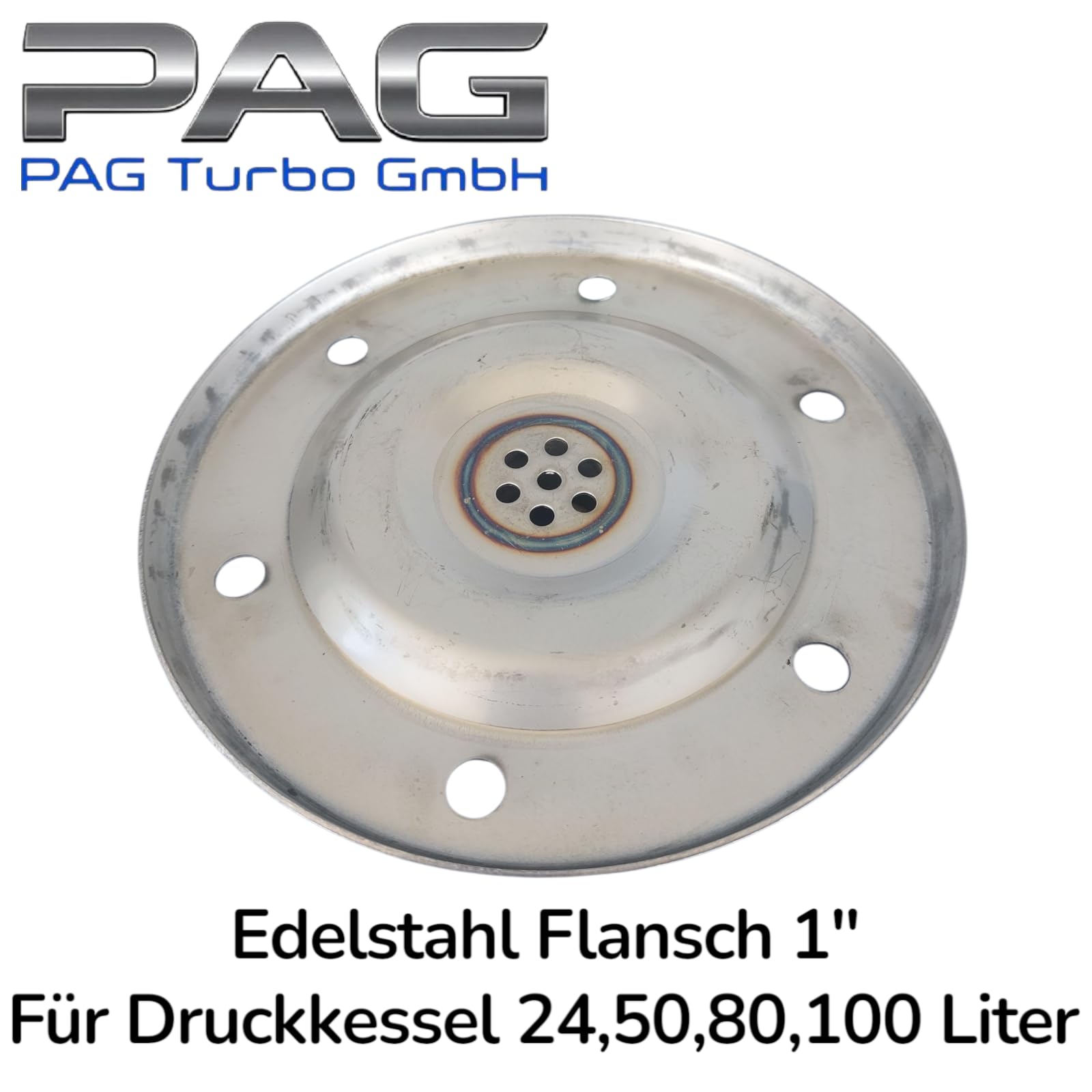 Edelstahl Flansch für Druckkessel/Membrankessel/Ausdehnungsgefäß 24, 50, 80, 100 Liter Gewinde 1"