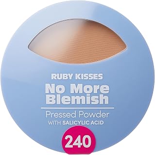 Ruby Kisses No More Blemish Face Powder with Salicylic Acid Korean Makeup Matte Finish Full Coverage Pressed Powder (Golden Beige)