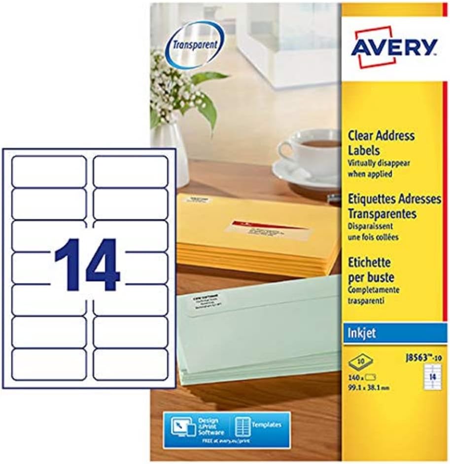 Avery Self Adhesive Address Mailing Labels, Inkjet Printers, 14 Labels per A4 Sheet, 350 Labels