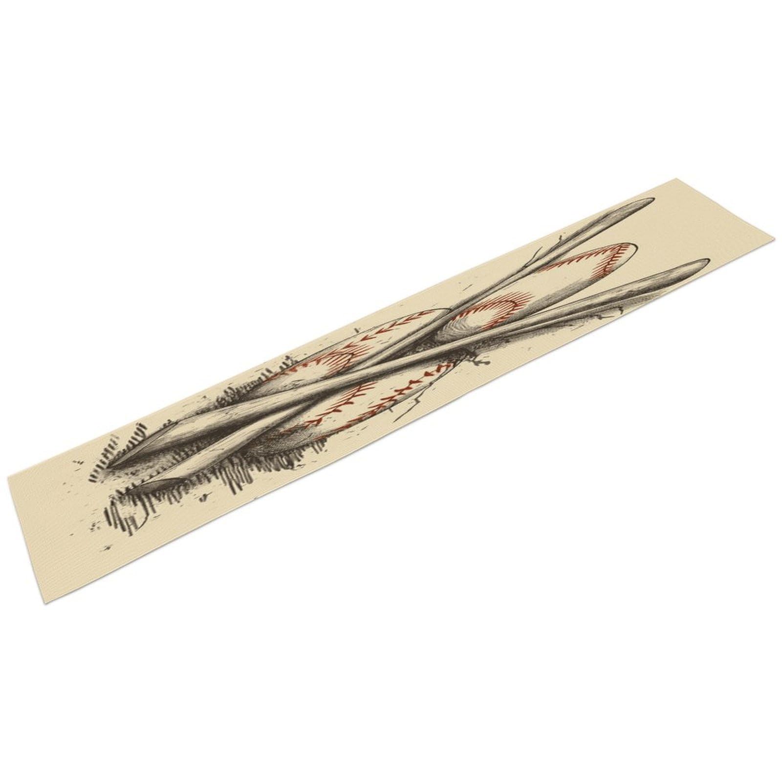 Btcowzrv Style Hand Drawn Baseball Bats And Ball Linen Table Runner 72.4 Inches Long, Machine Washable Table Runner For Party Kitchen Dining Table Coffee Holiday Party Decor, 13.4"X72.4"