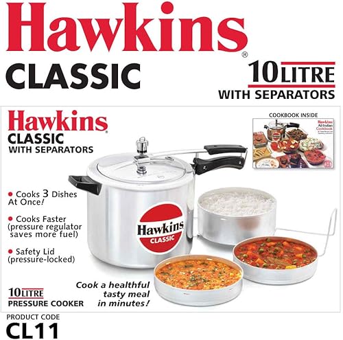 Miniatura 3 de Hawkins Classic Olla a presión 10 litros con separador plata