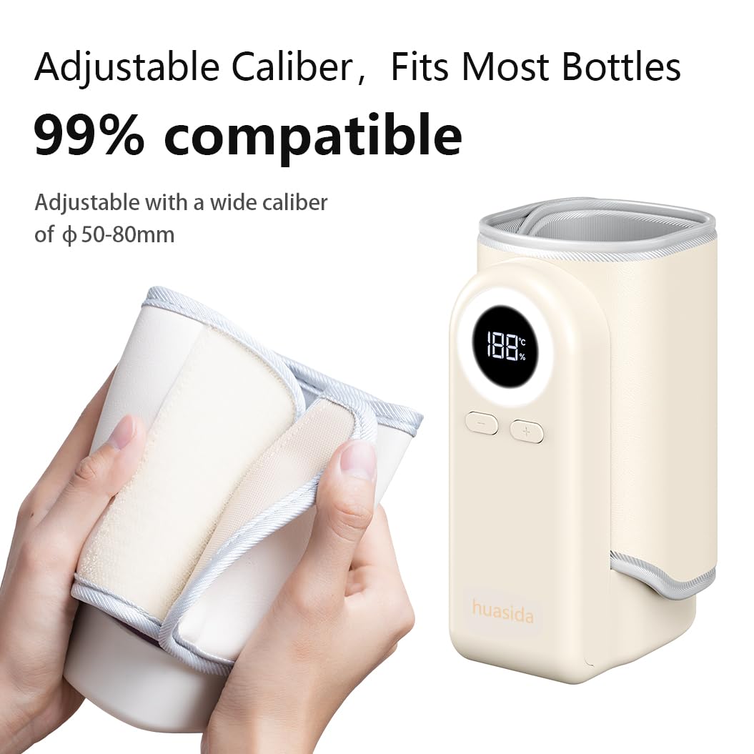 Chauffe-biberon portable pour un chauffage rapide et une conservation du lait chaud à température constante, compact et léger (blanc)