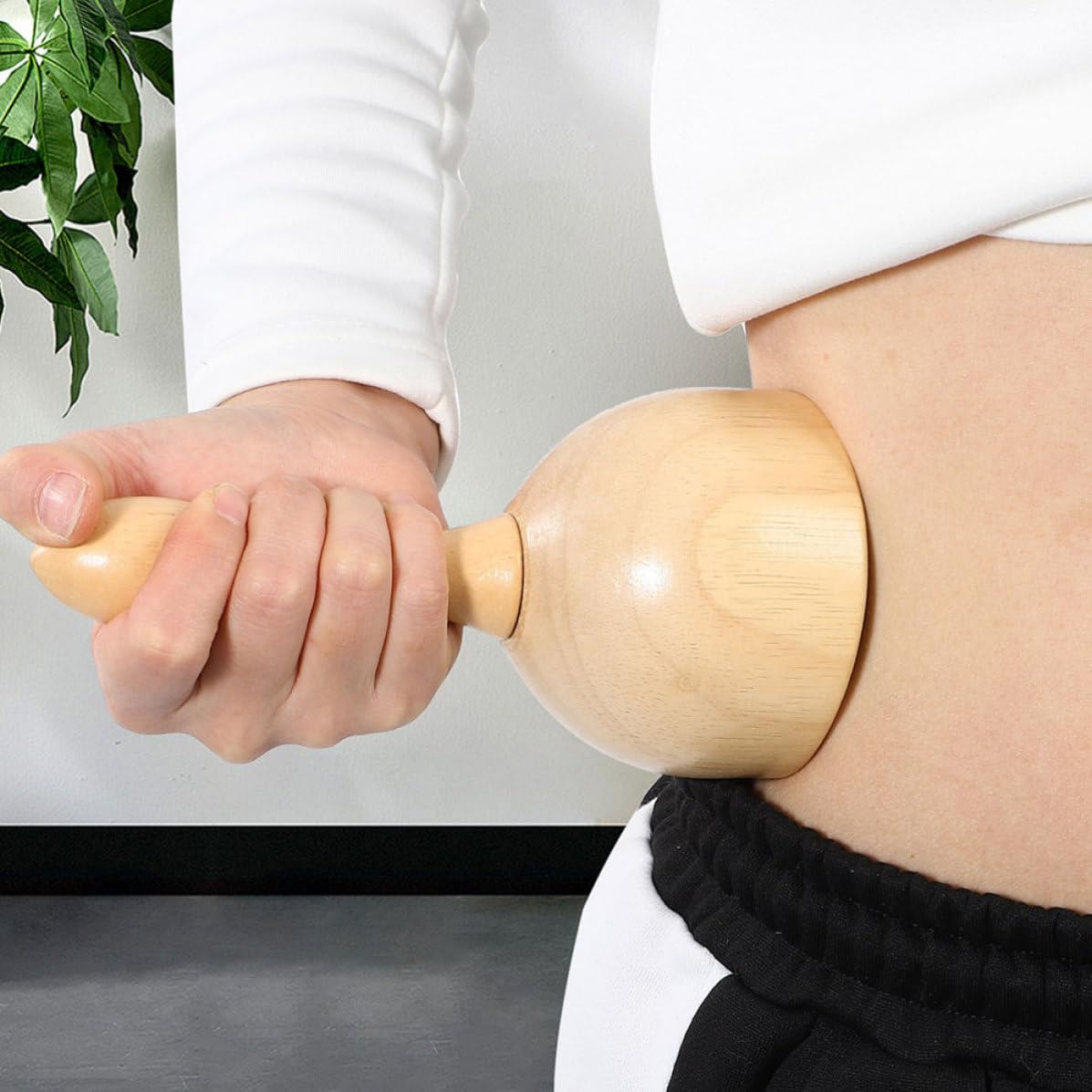 Rodillo de Masaje de Madera Khaki para Adultos, Portátil y Manual