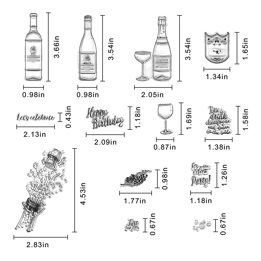 PH PandaHall Champagne Clear Stamps – Silicone Rubber Stamps For Card Making, Scrapbooking, 16x11cm