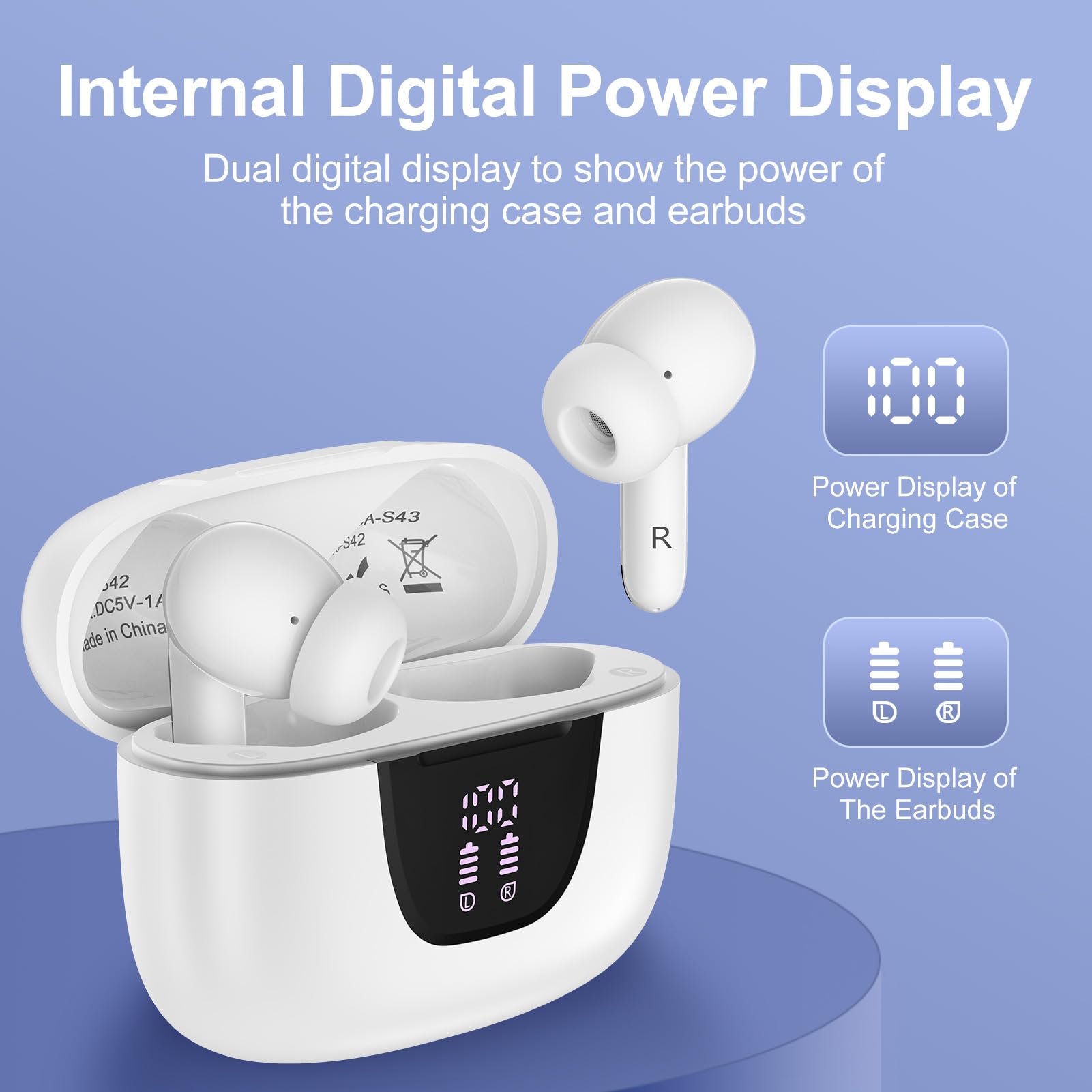 Auriculares inalámbricos Bluetooth para iPhone 16 15 Pro Max 16e 16 15 Plus, auriculares Bluetooth Samsung 48 horas de reproducción, IP7 impermeables para Galaxy Z Fold7 Flip7 FE A16 A36