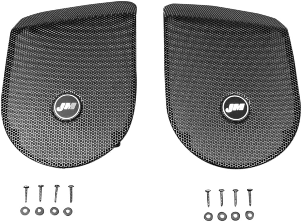 J&M Saddlebag Lid Speaker Grill Set for Harley Davidson 1998-2013 or BadDad Speaker Lids - Black - One Size