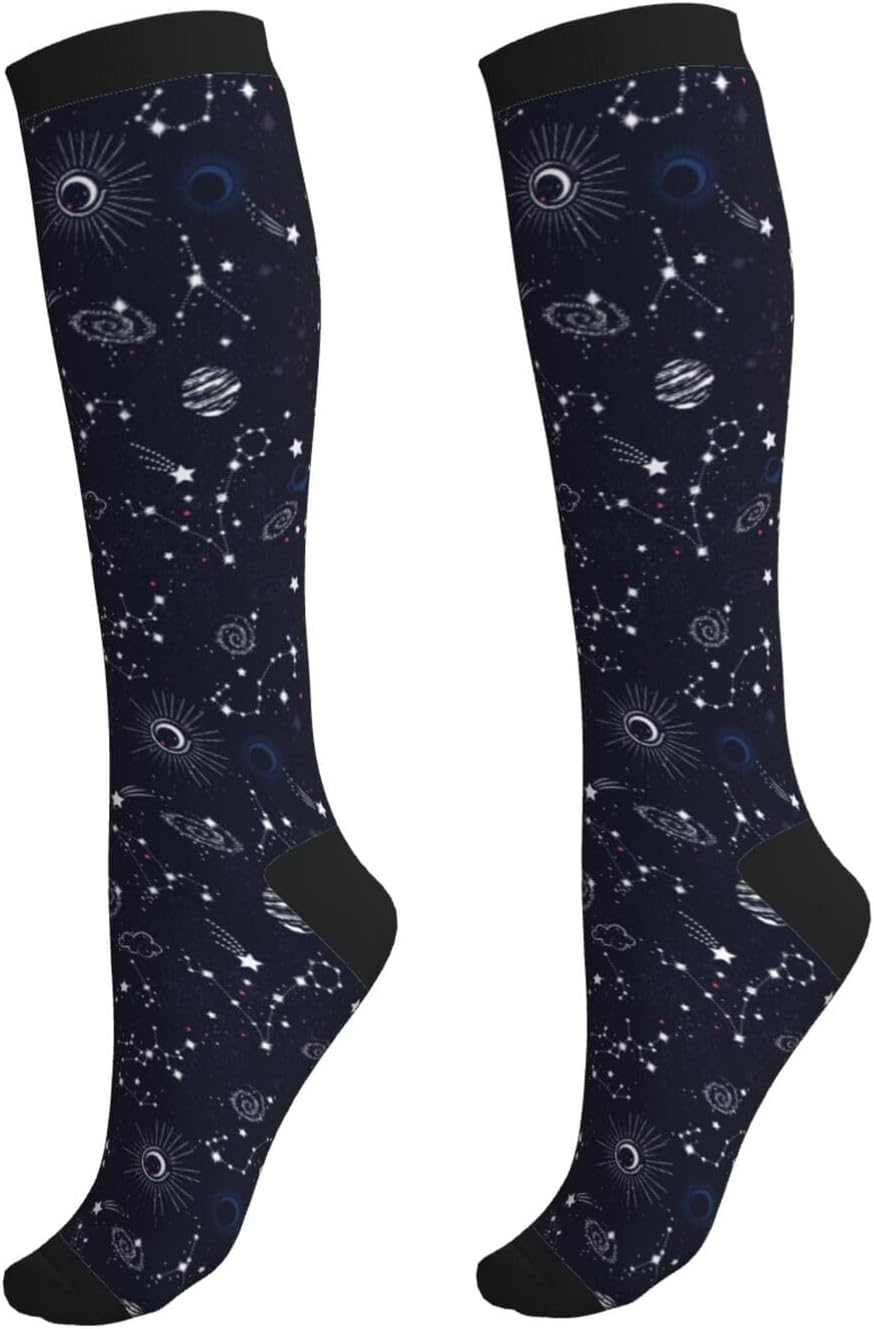 Wyayazh Crazy Fun Compression Socks Women Men Knee High Support Socks For Athletic Running Cycling