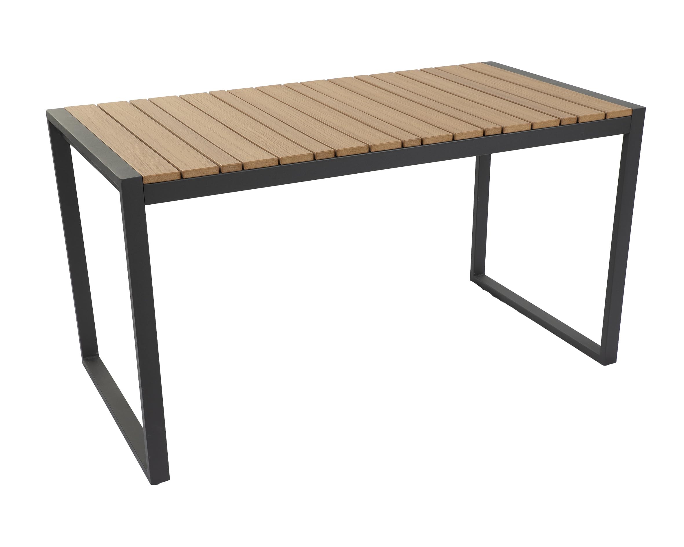 Toledo Lounge-Set, Stahl und Holz-Kunststoff-Gemisch, Grau, mit 2-Sitzer und Tisch, 120 x 60 x 65 cm