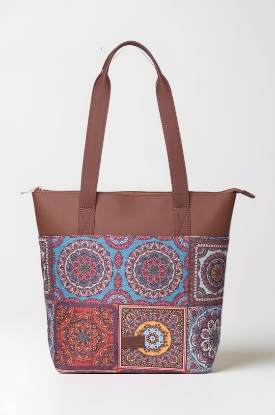 Printed Women's Jute Handcrafted Vegan Leather Everyday Tote