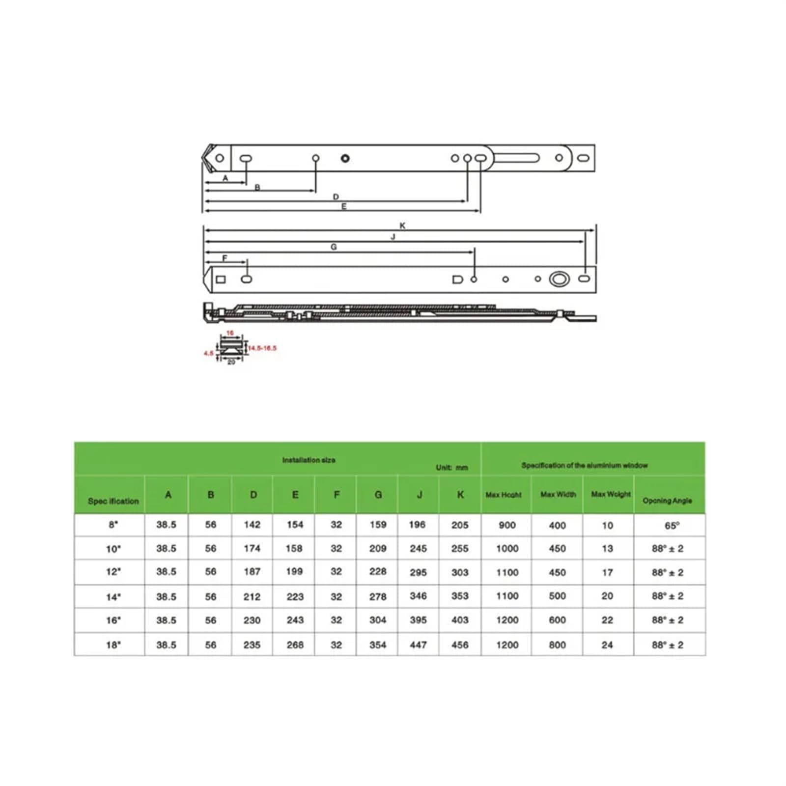 Bisagras Puertas Cocina 8 pulgadas, 10, 12, 14, 16, bisagra for colgar/ventana abatible, acero inoxidable, 2 unidades(10-Inch)