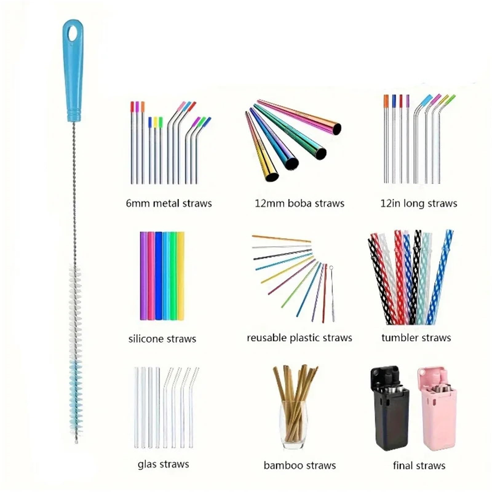 scovolino per bottiglie 8 pezzi di paglia spazzola for la rimozione delle macchie tè multiuso for pulizia della cucina for tazza bottiglia d'acqua(Color 7)