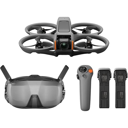 DJI Avata 2 Fly Smart Combo (Three Batteries), FPV Drone with Camera 4K, Immersive Experience, One-Push Acrobatics, Built-in Propeller Guard, 155° FOV, Camera Drone with Goggles N3 and RC Motion 3