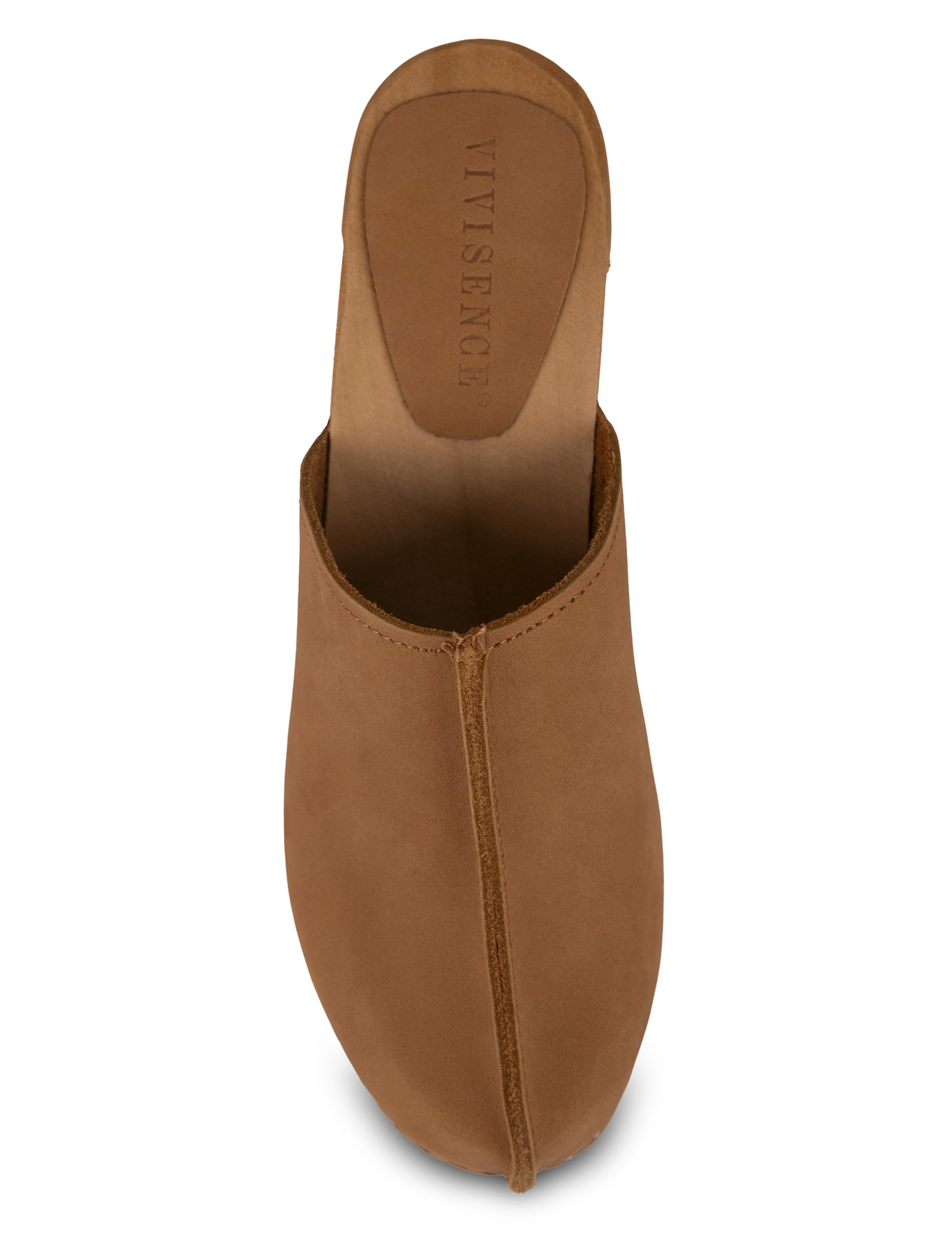 Vivisence Zoccoli Donna Nabuk, Suola in Legno, Punta Chiusa, Comodi Slip On per Ogni Giorno