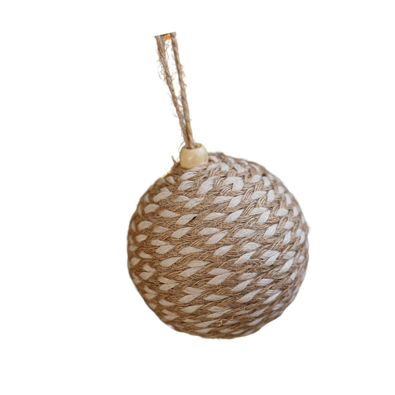 Twine Rope Braided Festival Orbs Ornament Shatterproof Foam Ball for Mantels Window Wreath Christmas Tree Decoration Foam Holiday Decorations