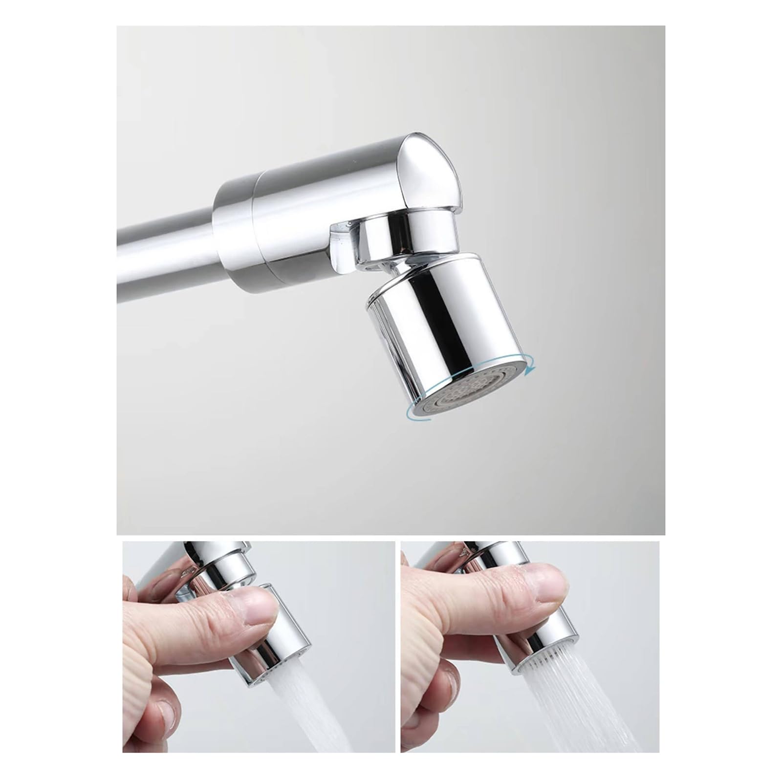 Grifo Pared Lavabo Baño Grifo Lavadora Doble Salida 1/2 Dos Modos De Salida De Agua Plegable,Cromado