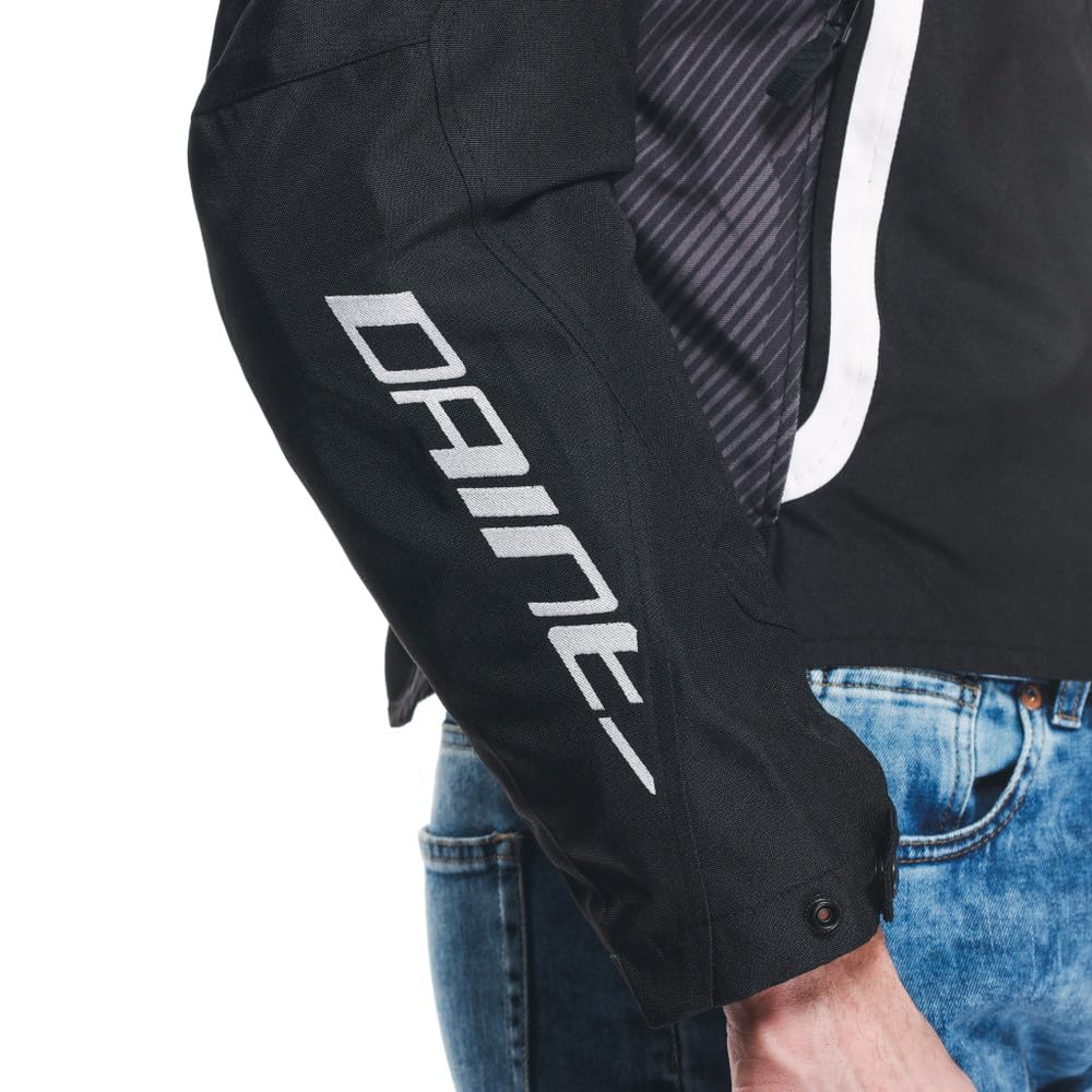 Dainese - Avro 5 Tex Jacket, Veste Moto en Tissu, avec Protections aux épaules, Noir/Blanc/Noir, 52 | Étanche