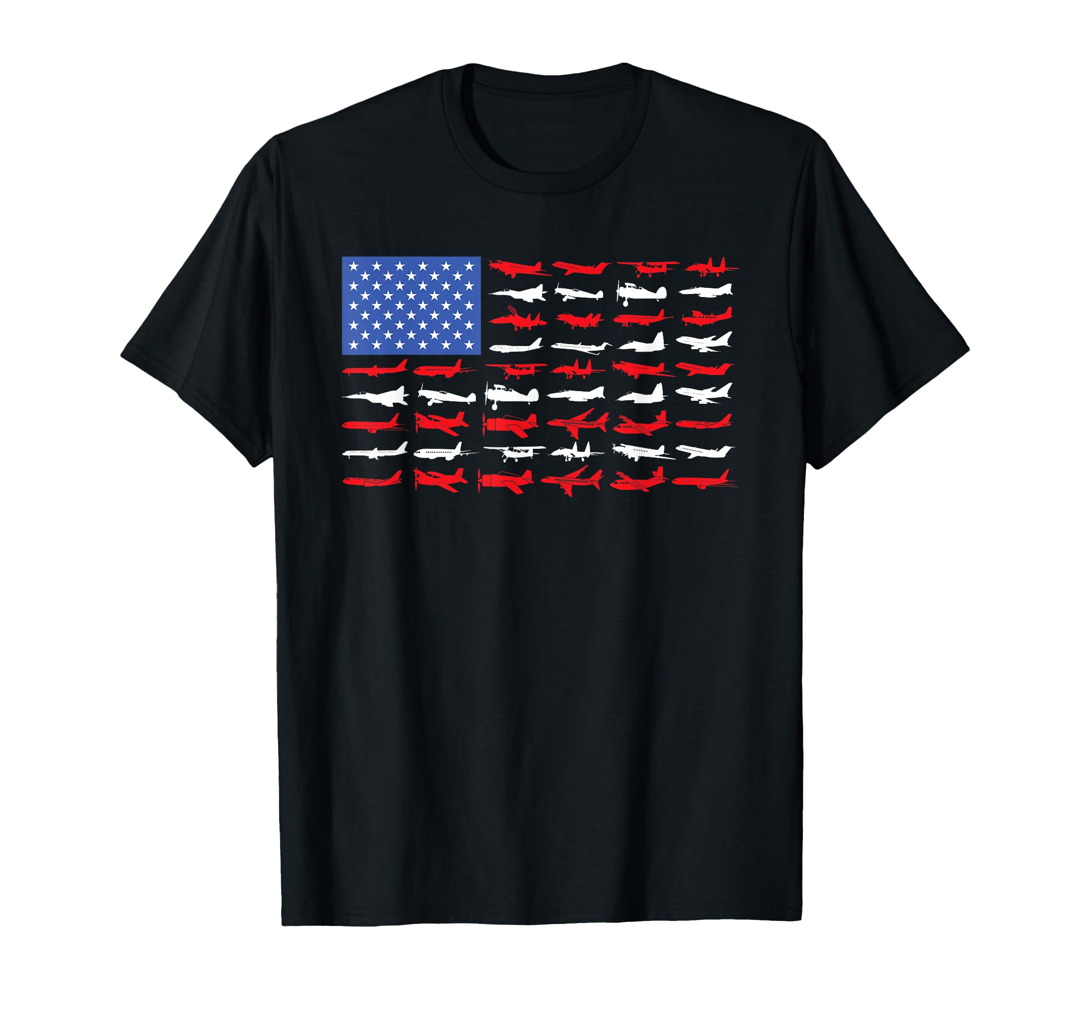 Pilot Airplane American Flag Plane Aviation Short Sleeve T-Shirt