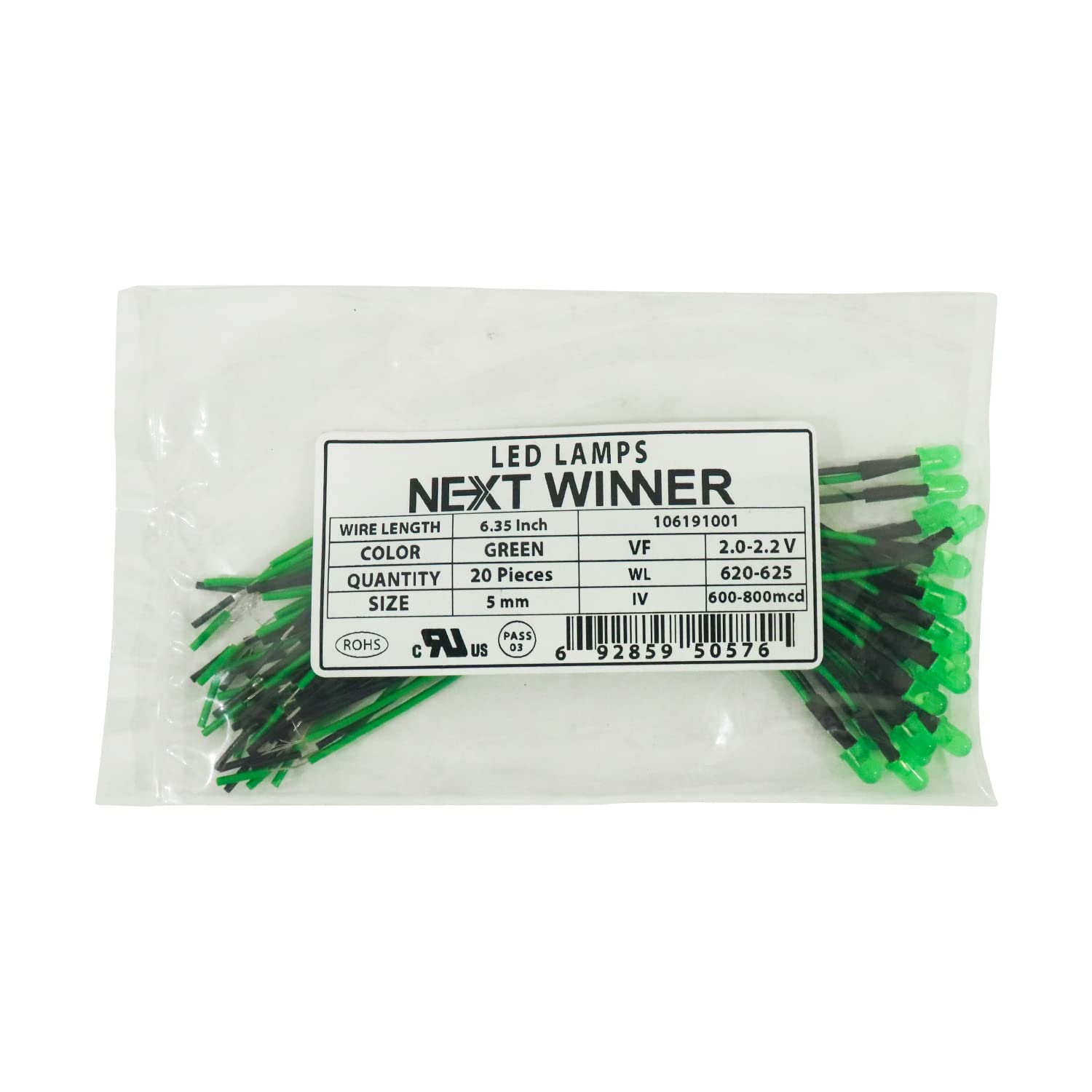 NEXT WINNER Pre-Wired 20pcs Green 2.0-2.2V 5mm LED Diode Copper Lights 6.1 inch 24 awg Pre Wired Assorted Kit Emitting LED Assortment (GREEN) (B09X5R6B7F) Amazon Price History, Amazon Price Tracker