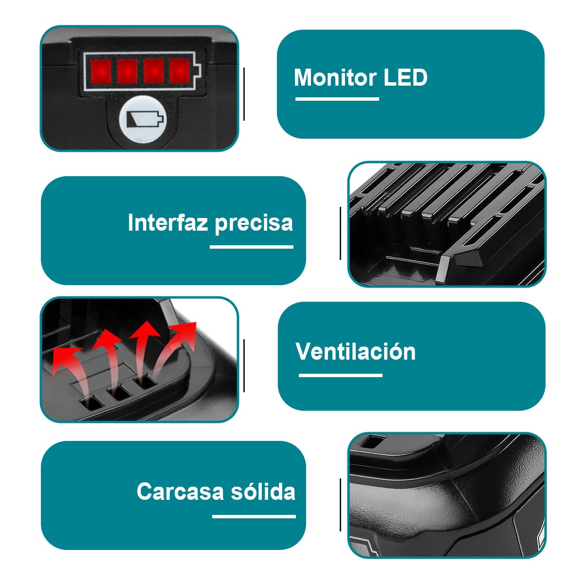 Batería de 12 V y 4,0 Ah con Cargador para Makita Herramienta de 12 V | Cargador de repuesto para los modelos BL1016, BL1021B, BL1040B y BL1020B (DC10SB y DC10WD)