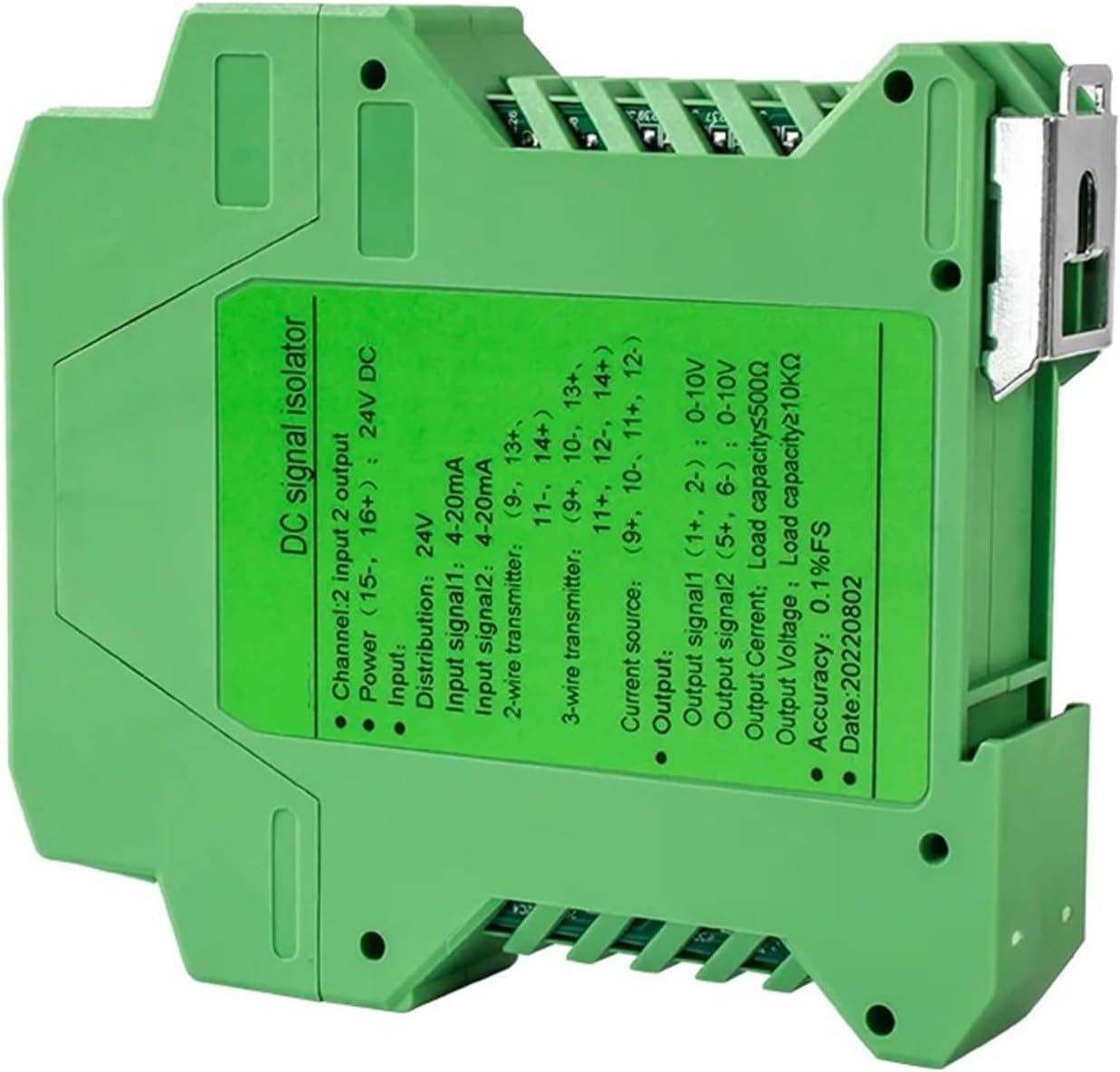 4-20mA DC Signal Isolator PLC Signal Amplifier 1 in 1 Out DC24V Power Supply Analog Signal Converter(4-20MA Output_0-20MA Input_AC DC220V)