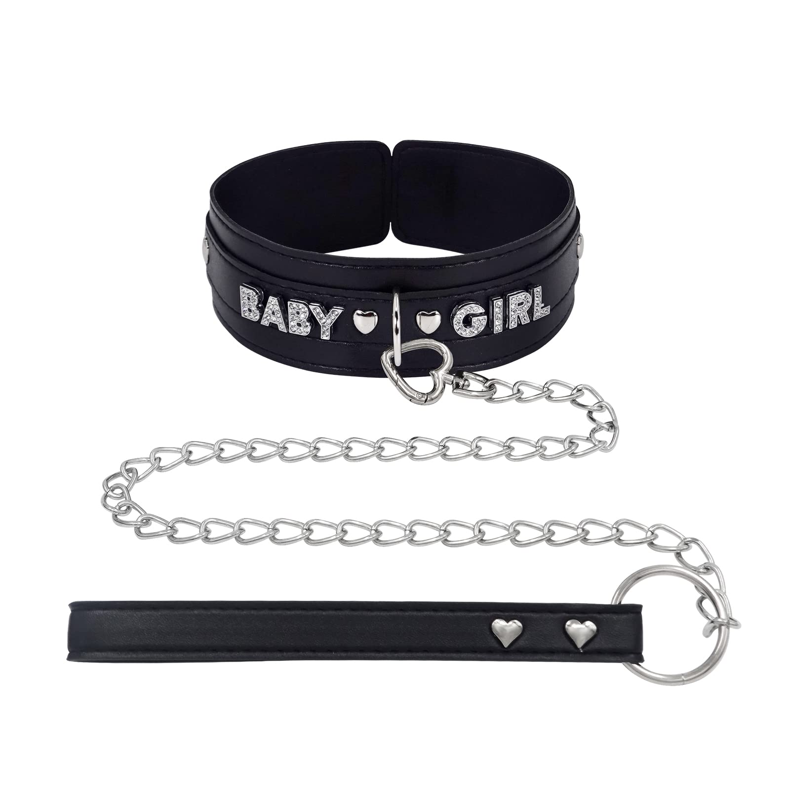 paloli Black Leather Furry Choker Collar for Women: BABY