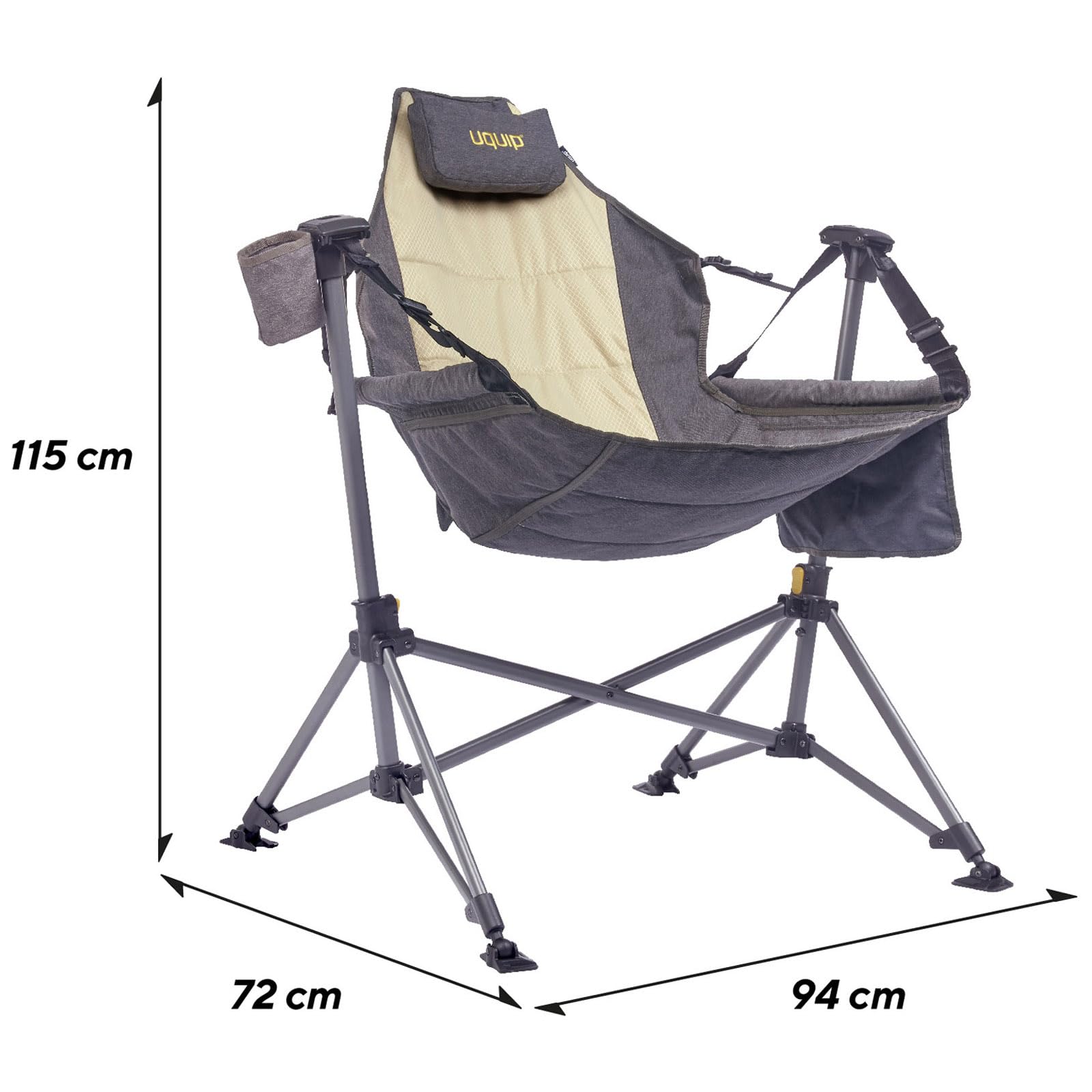 Uquip Chaise de Camping Rocky 2.0 Boulder I Chaise Pliante à Bascule jusqu'à 120 kg I Structure en Acier et Polyester I Idéale pour Le Camping, la Plage, Le Jardin et Les Festivals