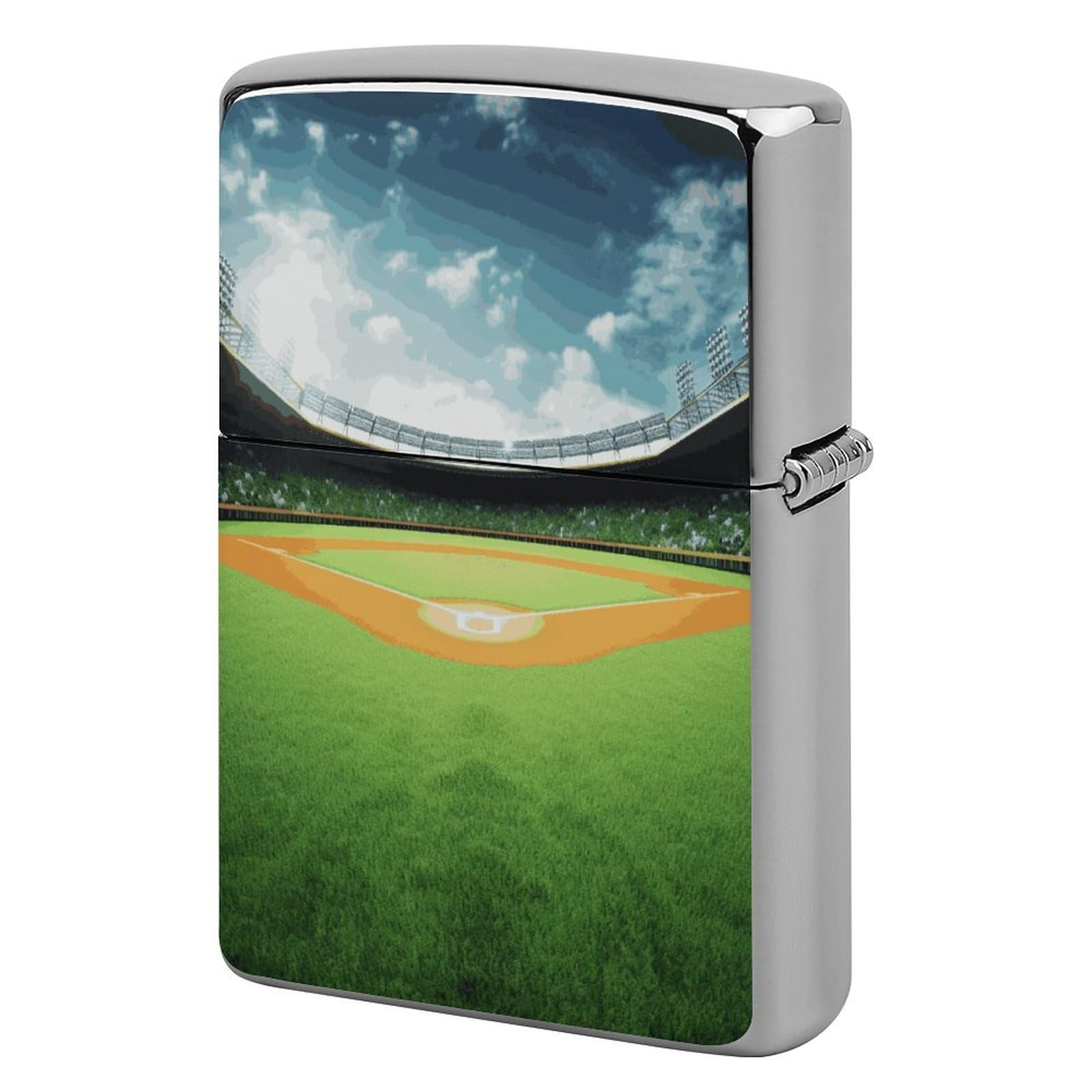 Fekiloot Style Green Baseball Field Backdrop Lighter Case Cover Lighter Holder