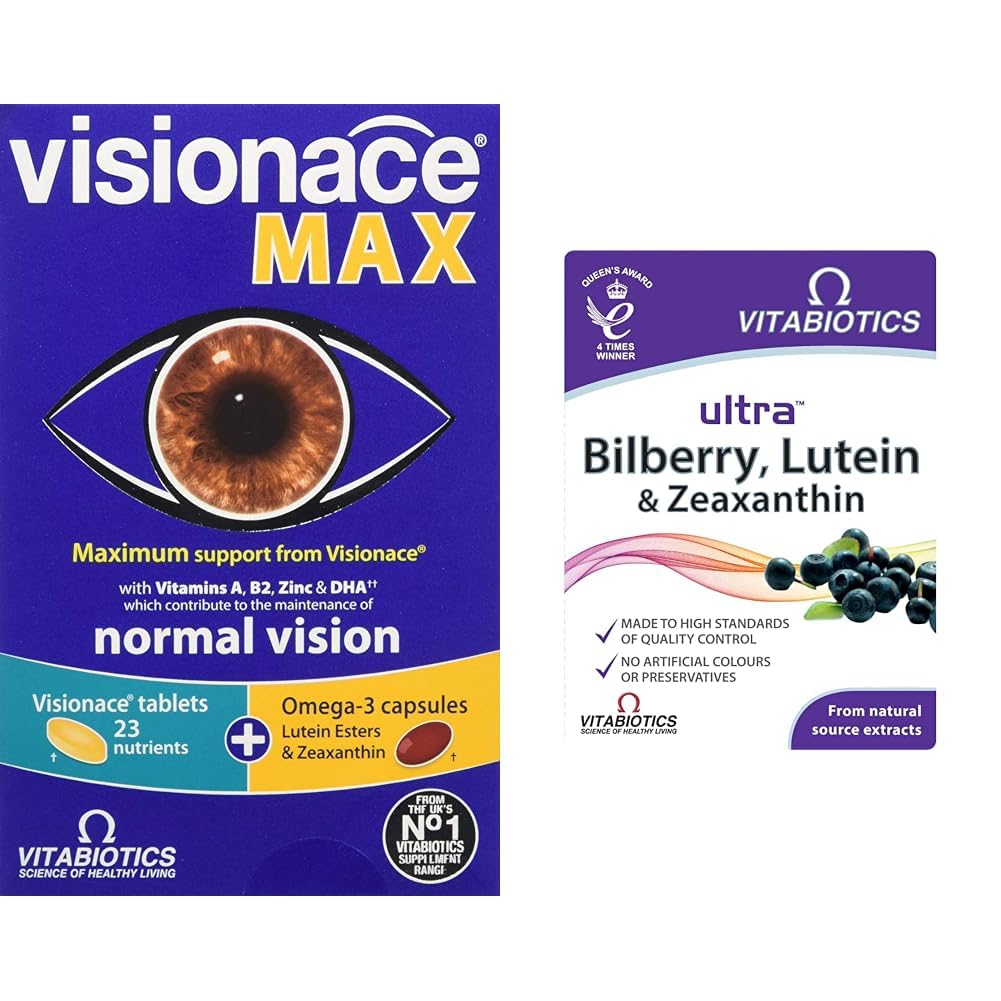 VisionaceMax 56 Tablets Bundle with Vitabiotics Ultra Bilberry, Lutein and Zeaxanthin