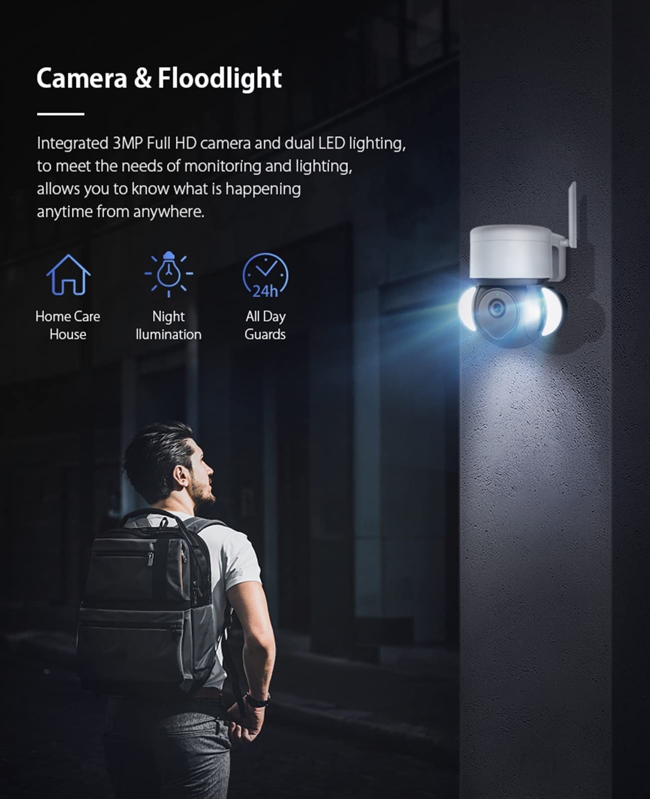 Telecamera Wifi Esterno, Telecamera di sicurezza Tuya Videosorveglianza esterna 5MP Telecamera IP CCTV Visione notturna a colori Alexa P2P Smart Home Impermeabile IP66 ,Sicurezza, Antifurto(Tuya Camer