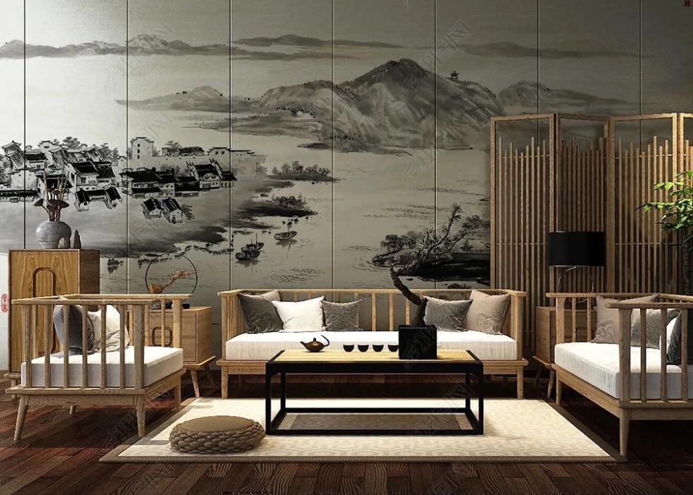 Papier peint intissé paysage chinois de Jiangnan grand poster mural 400x280 cm