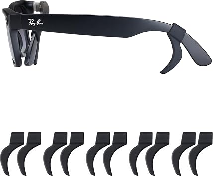 Glasses Ear Grips for RayBan MetaGen1&Gen2,Thick Temples-Anti-Slip Silicone Eye Glasses Ear Grippers, Eyeglass Cushions, Sleeve Retainer, Sunglass Holder, Hooks, Accessories-5 Pairs Black