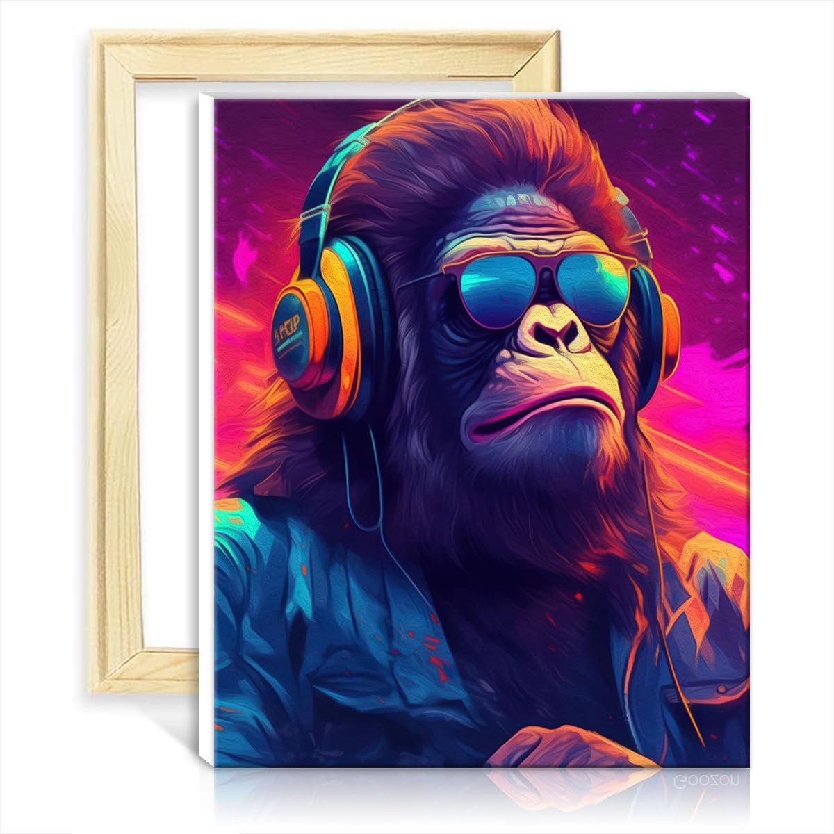 TANGFEIY Oil Painting Paint by Numbers Kits Gorilla Hop Beginner DIY Paint by Number Set with Brushes and Acrylic Pigment on Canvas for Home Decor No Frame(30x40cm)