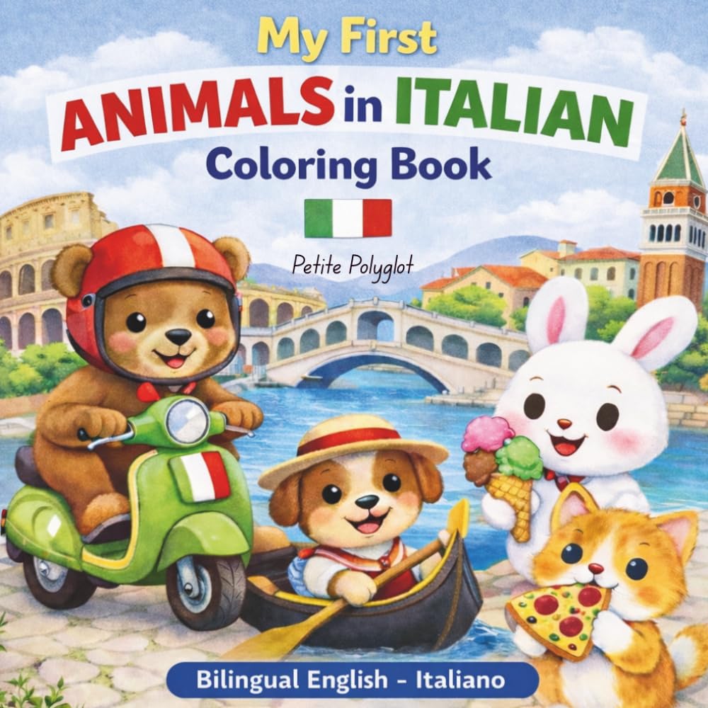 My First animals coloring book English-Italiano: Learn Italian & English | Easy Coloring Pages for all ages | First Italian Words Animals Book Easy Bold Relaxing coloring
