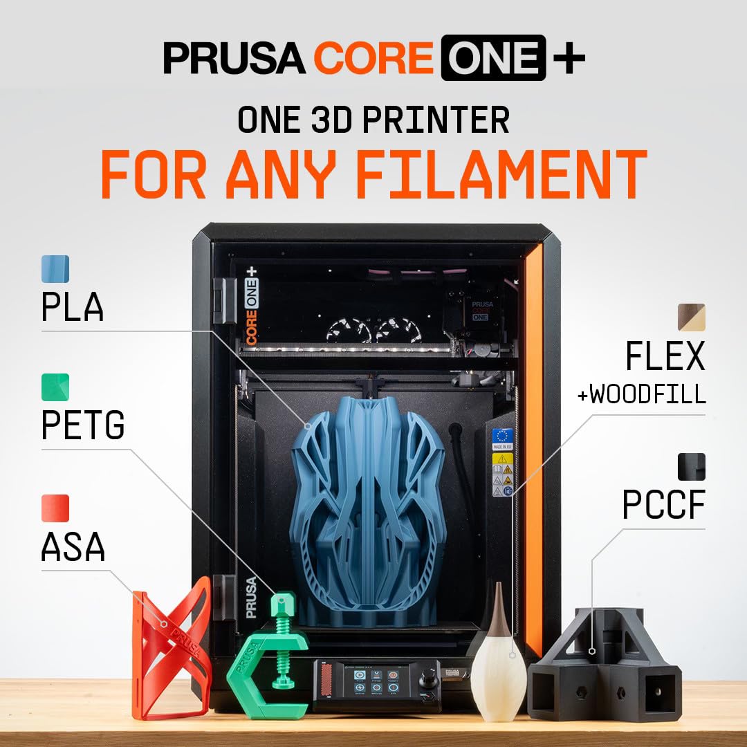Original Prusa CORE One+ DIY Kit: CoreXY High-Speed Professional 3D Printer per Hobby & Industria, chiuso, regolazione attiva della temperatura, modalità offline sicura, 25x22x27cm