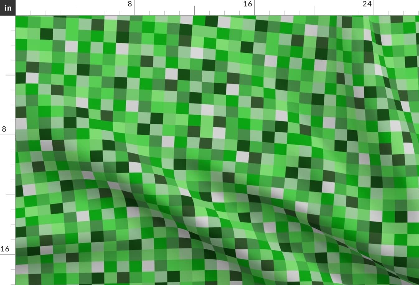 Spoonflower Fabric - Green Computer Video Games Gaming Kids Gaming Pixels Squares Printed on Satin Fabric Fat Quarter - Sewing Lining Apparel Fashion Blankets Decor