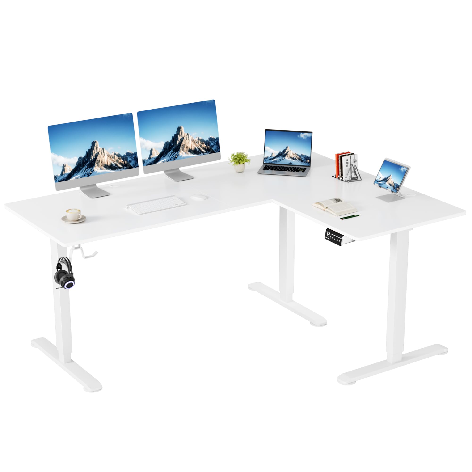 Snapklik.com : L-Shaped Corner Standing Desk, Electric Height ...